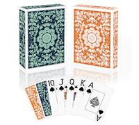 Sondeng Lot de 2 jeux de cartes de poker professionnels - Grand index - Cartes à jouer pour adultes et personnes âgées - Jeux de cartes pour fête de nuit - Compagnon familial - Vert et orange
