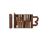 SONDERGUT- Backgammon - Backgammon en Cuir véritable - Backgammon de Voyage (Moka) (Moka)