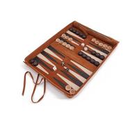 Sondergut Backgammon Deluxe - en Cuir véritable - pour 2 - Cadeau de qualité supérieure - Jeu de société - Jeu de stratégie - avec Pierres et dés en Bois