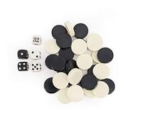 SONDERGUT - Backgammon - Ensemble de Backgammon de Voyage - Cuir véritable (Moka) (pièces de Rechange)