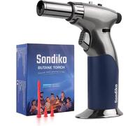 Sondiko Chalumeau de Cuisine, Triple Taille de Flamme Réglable, Chalumeau Rechargeable avec Verrouillage de Flamme Continu pour la Crème Brûlée, la Cuisine (Butane non Inclus)