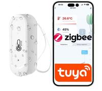 Sone Smart One Capteur Température Humidité ZigBee IP65 Extérieur Intérieur Blanc - Thermomètre Hygromètre Connecté Tuya Smart Life - Passerelle ZigBee Requise - Piles Non Incluses