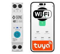 Sone Smart One Disjoncteur intelligent Wi-Fi 16A sur rail DIN avec compteur d'énergie - minuterie - application Tuya Smart & Smart Life - commande vocale Alexa et Google Home