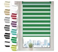 Sonello Store Enrouleur Jour Nuit Klemmfix sans perçage 110cm x 130cm Vert, Facile à Installer avec Clips pour Fenêtre ou Porte, Stores Zébrés de Protection Solaire, Store Enrouleur en Tissu Double