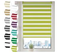 Sonello Store Enrouleur Jour Nuit Klemmfix sans perçage 115cm x 210cm Olive, Facile à Installer avec Clips pour Fenêtre ou Porte, Stores Zébrés de Protection Solaire, Store Enrouleur en Tissu Double