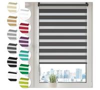 Sonello Store enrouleur Jour Nuit Klemmfix sans perçage 120cm x 210cm Antracite, Facile à Installer avec Clips pour Fenêtre ou Porte,Stores Zébrés de Protection Solaire,Store enrouleur en Tissu Double