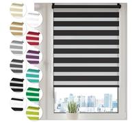 Sonello Store Enrouleur Jour Nuit Klemmfix sans perçage 45cm x 150cm Noir, Facile à Installer avec Clips pour Fenêtre ou Porte, Stores Zébrés de Protection Solaire, Store Enrouleur en Tissu Double