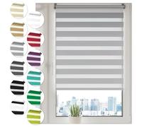 Sonello Store Enrouleur Jour Nuit Klemmfix sans perçage 70cm x 130cm Gris, Facile à Installer avec Clips pour Fenêtre ou Porte, Stores Zébrés de Protection Solaire, Store Enrouleur en Tissu Double