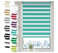 Sonello Store enrouleur Jour Nuit Klemmfix sans perçage 75cm x 210cm Turquoise, Facile à Installer avec Clips pour Fenêtre ou Porte, Stores Zébrés de Protection Solaire,Store enrouleur en Tissu Double