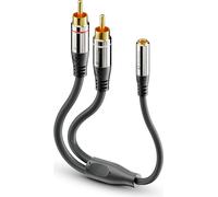sonero® Adaptateur audio Premium, 0,20m, 2x RCA mâle sur jack 3,5mm femelle, noir