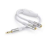 Sonero® Adaptateur Casque, câble Adaptateur Y, 1 fiche 3,5 mm vers 2 Prises 3,5 mm, Connexion Casque et Microphone vers Jack, Blanc, 0,25 m
