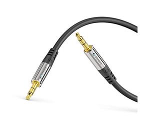 Sonero Câble auxiliaire Premium 5 m, câble jack audio 3,5 mm, adapté aux iPhones, iPads, smartphones, tablettes PC, voitures et autres appareils stéréo, noir