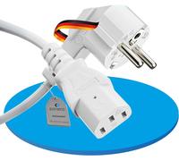 sonero Câble d'alimentation 3 Broches - 2 m - Contact de Protection coudé à 90° - Fiche d'alimentation vers Prise Femelle C13 - Câble d'alimentation pour écran, imprimante PC - Blanc