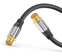 sonero Câble d'antenne SAT Câble coaxial Câble satellite TV 1,50m 2 fois blindé, pour HDTV, récepteur, Internet, satellite, DAB, radio, noir