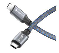 Sonero® Câble de chargement USB-C vers USB-C, câble de chargement pour téléphone portable, câble de chargement rapide USB C, câble USB Type C, USB 2.0, 100 W PD, gris/bleu, 2,00 m