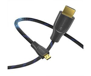 Sonero® câble Premium High Speed Micro HDMI vers HDMI 4K, fiche Micro HDMI D vers fiche HDMI A, contacts plaqués Or, double blindage, gaine textile, 1.00m