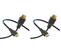 Sonero® câble Premium High Speed Mini HDMI vers HDMI 4K, fiche Mini HDMI C vers fiche HDMI A, contacts plaqués Or, double blindage, gaine textile, 1.50m (Lot de 2)