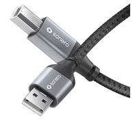 Sonero® Câble USB 2.0, câble de connexion, câble d'imprimante, fiche A vers fiche B, 480 Mo/s, gris sidéral/noir, 5,00 m