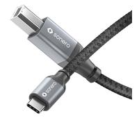 Sonero® Câble USB 2.0, câble de connexion, câble d'imprimante, fiche C vers fiche B, 480 Mo/s, gris sidéral/noir, 3,00 m