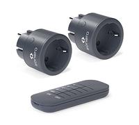 sonero® Jeu de Prises radiocommandées 2300 Watts - 1x télécommande, 2X Prises pour Usage intérieur, portée 30m, Anthracite