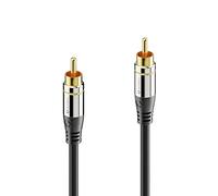 sonero® Premium 5,00m câble Cinch, 1x prise Cinch vers 1x prise Cinch, convient pour amplificateur, subwoofer, beamer, récepteur AV, noir
