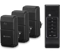 sonero Set de Prises Radio-pilotées: 3X Prise Radio-pilotée et 1x télécommande Radio,1100 Watts,portée Maxi 30m Remove Previous,Extérieur,étanche aux éclaboussures,IP44,Noir