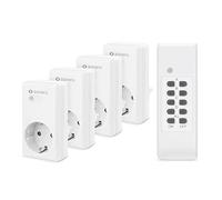 sonero Set de Prises Radio-pilotées: 4X Prise Radio-pilotée et 1x télécommande Radio, 1100 Watts, portée Maxi 30m, intérieur, Blanc