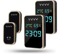 Sonette Sans Fil Exterieure, Carillons Étanche Sans Piles Requise, Sonnette Équipée D'un Capteur De Température Et D'humidité, Temps D'affichage, Kit De 2 Carillon Étanche Et 2 Récepteur Enfichables