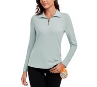 Soneven Haut Thermique Femme Sport Manches Longues, sous Pull Chaud à Fermeture éclair 1/4, t-Shirt Thermique léger idéal au Quotidien, pour la Course à Pied et l'entraînement