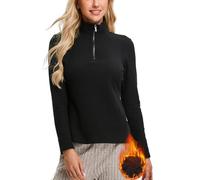 Soneven Haut Thermique Femme Sport Manches Longues, sous Pull Chaud à Fermeture éclair 1/4, t-Shirt Thermique léger idéal au Quotidien, pour la Course à Pied et l'entraînement