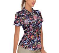 Soneven Polo à manches courtes pour femme - Polo de sport avec 1/4 de fermeture éclair - T-shirts de sport à séchage rapide et respirant - Polo pour le golf, l'équitation, le tennis, le fitness