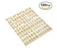 Sonew 108 Pièces Autocollants 3D pour Ongles - Stickers DIY pour Décorations Ongles Mixte Conceptions - Outils de Décoration (Or)