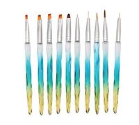 Sonew 10pcs Pinceau Nail art Ongles, Kit Professionnel Professionnel de Brosses à Ongles en Gel Uv Professionnel, Outils à Ongles Brosses pour Femmes Fille - Bleu Dégradé