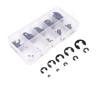Sonew 120 Pièces en Acier au Manganèse 1,5-10 Mm Kit de Circlips à Pression E-Clip, Bague de Retenue Ouverte Circlip d'arbre Externe pour la sécurité de Rotation, Noir, Coffret