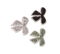 Sonew 18 Pièces Ensemble de Patchs en Forme de Nœud Papillon - Patchs Argentés, Noirs, Verts à Repasser et Patchs à Coudre pour Vêtements - Matériau en Résine, Facile à