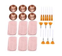 Sonew 24 Pièces Ensemble de Pinceaux pour Masque Facial Outils de Soins de la Peau Professionnels avec Bols en Acier Inoxydable Bandeaux en Polaire pour Application de Maquillage (Or Rose)