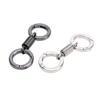 Sonew 2pcs Porte-Clés à Double Anneau à Ressort en Alliage de Zinc Anneaux de Clés Détachables à Double Fente 80 Mm avec Fermoir Rotatif à 360 Degrés pour L'organisation des
