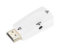 Sonew Adaptateur convertisseur HD 1080P HDMI Femelle vers VGA Femelle avec câble de Sortie Audio de 3,5 mm pour PC/Ordinateur Portable/DVD/Ordinateur de Bureau/écran Plat(White)