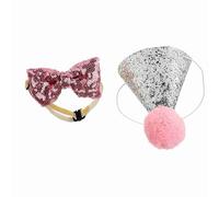 Sonew Anniversaire Mignon pour Animaux de Compagnie pour Chiens et Chats avec Nœud Papillon, Chapeau de Fête Nœud Papillon en Bleu (Pink)