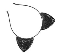 Sonew Bandeau d'oreilles de Chat à Paillettes Réversibles pour Femmes Accessoires de Cheveux élégants et Scintillants pour Chats de Chat Accessoires pour Minuscules pour les Fêtes et Usure (BLACK)