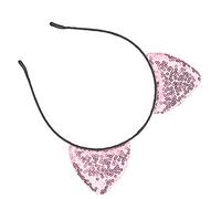 Sonew Bandeau d'oreilles de Chat à Paillettes Réversibles pour Femmes Accessoires de Cheveux élégants et Scintillants pour Chats de Chat Accessoires pour Minuscules pour les Fêtes et Usure (PINK)