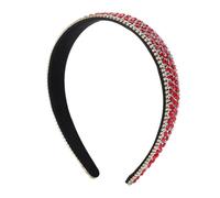 Sonew Bandeau élastique en Scintillant pour Femme, Bandeau élastique Antidérapant, pour Fête de Mariage, Usage Quotidien, Perles en Rouges, Bande Flexible de 2,5 Cm (rouge)