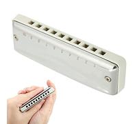 Sonew Blues Harmonica 10 Trous Mouthorgan F n Acier Inoxydable ABS Instrument à Vent pour les Joueurs (WHITE)