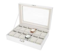 Sonew Boîte à Montres, Coffret à Montres verrouillable avec Couvercle en Verre, Présentoir à Montres élégant (12 Compartiments)