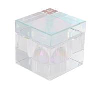 Sonew Bol en Verre Transparent de 4 Cm de Diamètre avec Couvercle pour Laver les Pinceaux de Nail art. Idéal pour une Utilisation à Domicile ou en salon. (Quadratique)