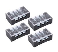 Sonew Bornier à Vis à Double Rangée, 4 Tailles 4 Pièces Bornier de Bloc de Barrière de Fil avec Couvercle (3 positions (2503))