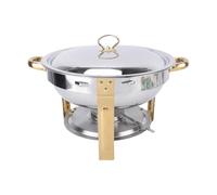 Sonew Buffet Réchaud 4,5 L Or Rond En Acier Inoxydable Chauffe-Plats Et Ensemble De Serveur Avec Un Design Empilable Pour Restaurant Hôtel Mariage Fête Restauration