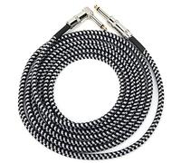Sonew Câble de Guitare 6,35 Mm, Réduction du Bruit pour Microphones, Instruments et Mixeurs - Fil de Connexion Flexible de 3 Mètres (fil tressé noir et blanc)