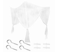 Sonew Cauvet pour Lit, 4 Coin Rideau de Lit Blanc pour Jumeau de Reine Jumelle (White)