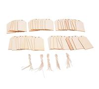 Sonew Copeaux de Bois Non Finis pour Bricolage, Artisanat avec Corde de Chanvre, pour étiquettes Cadeaux, Signets, Décoration de la Maison, 50 Pièces